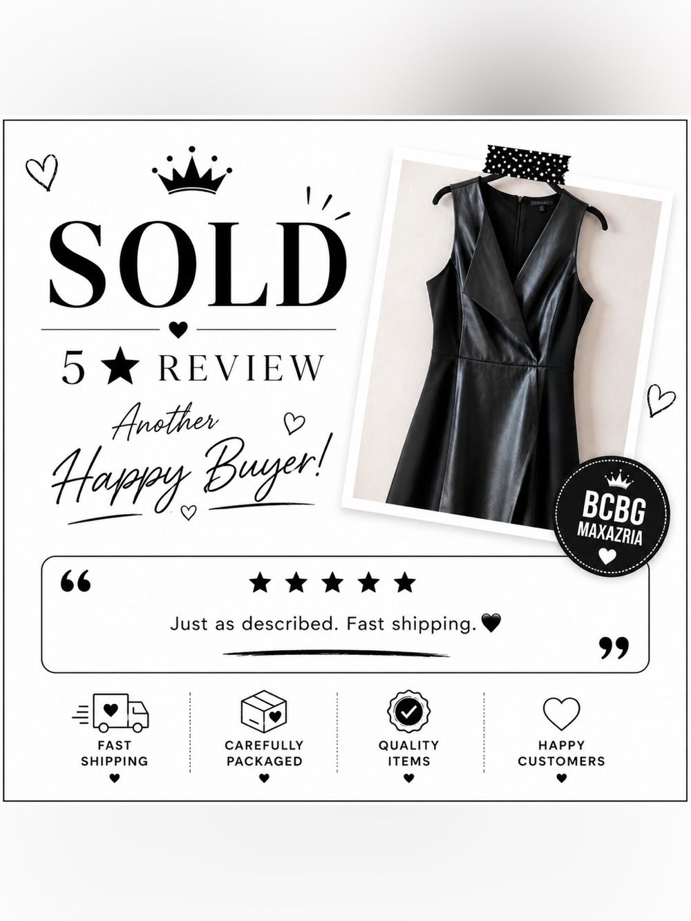 BCBG black leather and crepe dress with a beautiful design , new tags size S